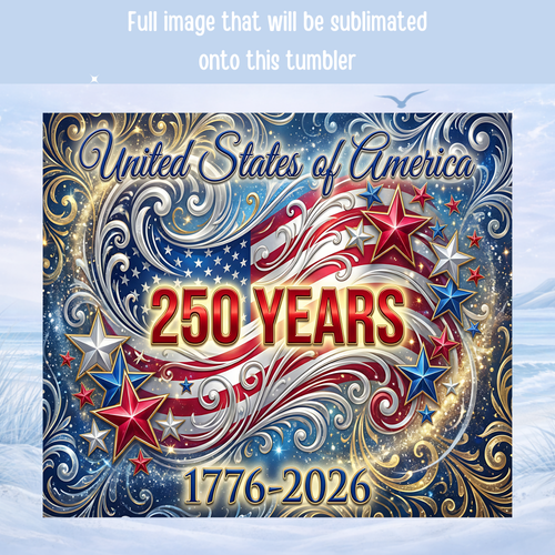 patriotic American anniversary cup 1776 to 2026 stars swirl design